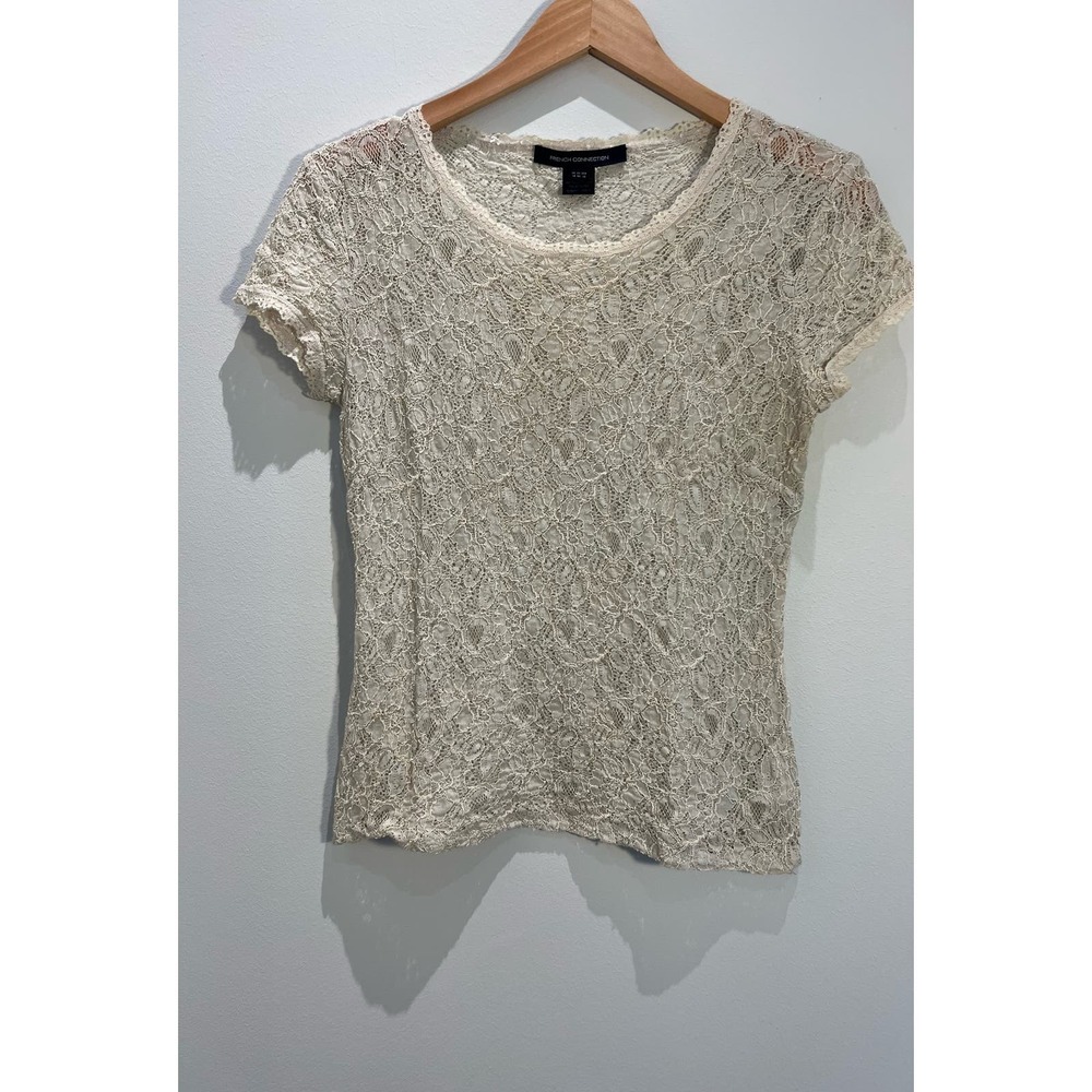 French Connection Cream Lace Top
